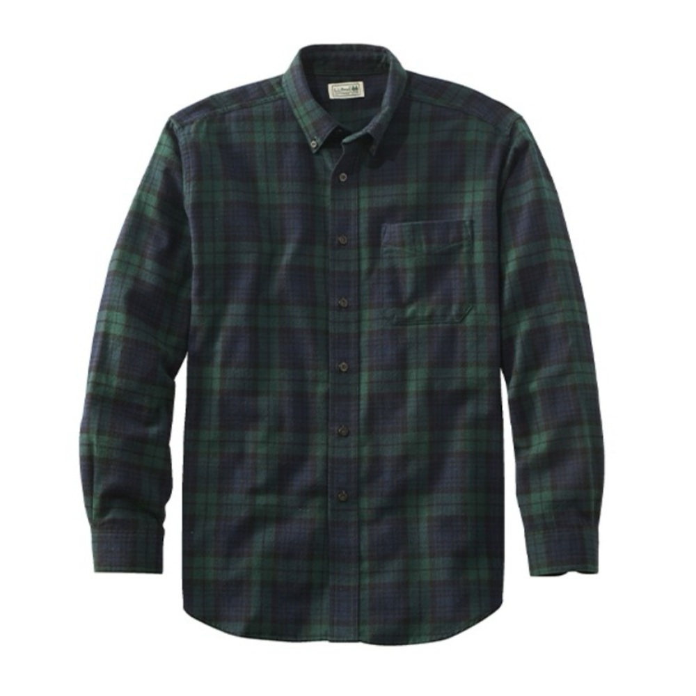 L.L. Bean Navy and Forest Plaid Button Down Shirt Large